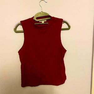 Burgundy ribbed mock neck